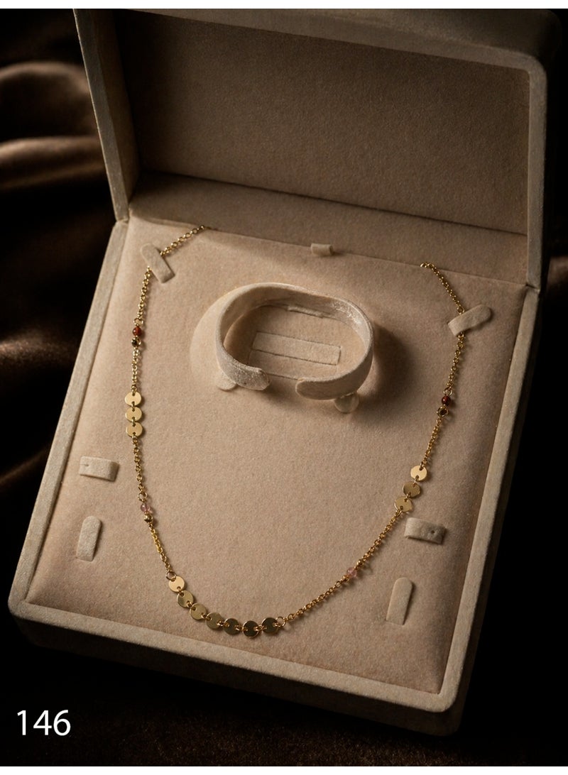 3Diamonds Gold Plated Disc Chain Necklace for Women - Image 2