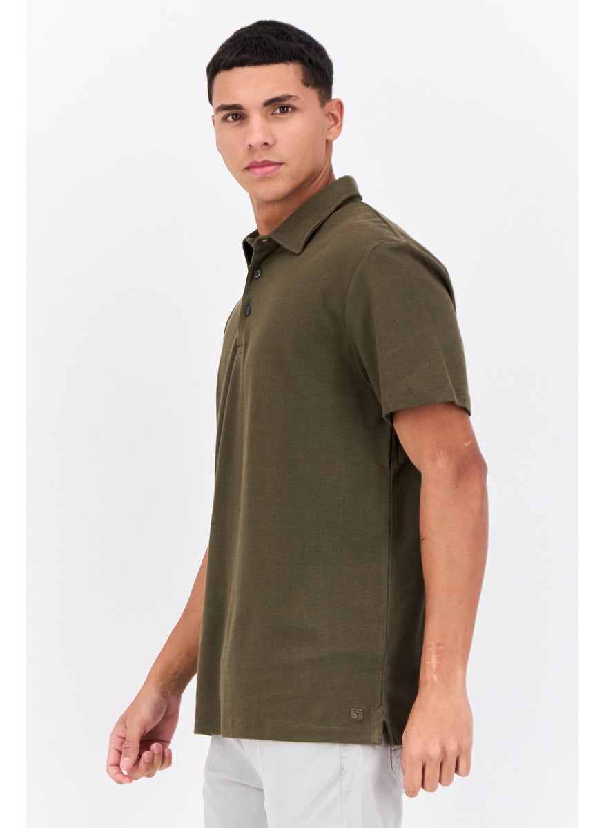 French Connection Men Regular Fit Short Sleeves Brand Logo Polo Shirt, Olive  - Image 2