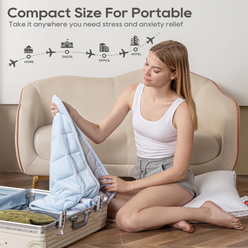 OMYSTYLE Weighted Blanket 7lbs for Adults (Double-Sided), Small Weighted Lap Pad with Reversible Warm Crystal Velvet and Cooling Tencel, Weighted Throw for Travel, Relaxationf|Machine Washable, Grey, 29" x 24" - Image 5