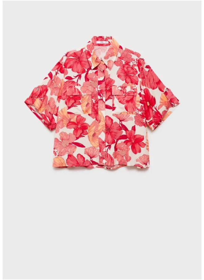 MANGO Camelia-H Printed Short Sleeve Button Down Shirt