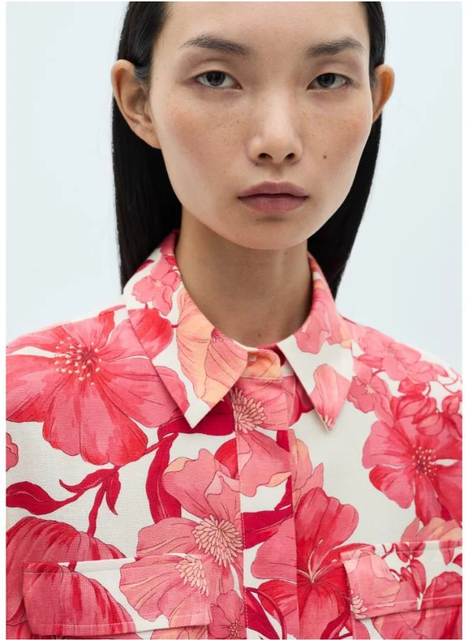 MANGO Camelia-H Printed Short Sleeve Button Down Shirt