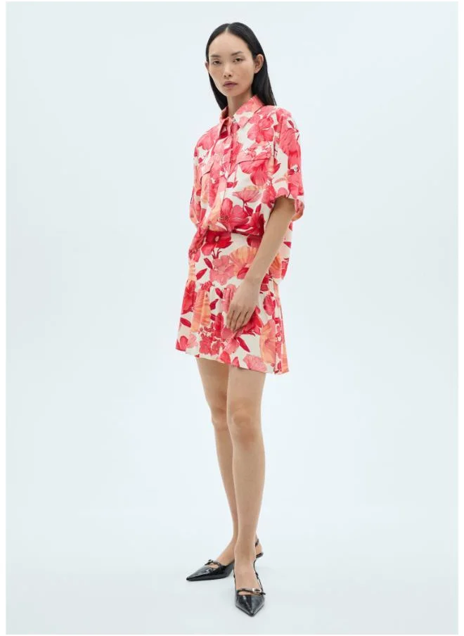 MANGO Camelia-H Printed Short Sleeve Button Down Shirt