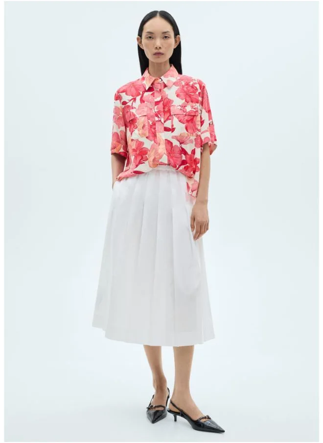 MANGO Camelia-H Printed Short Sleeve Button Down Shirt