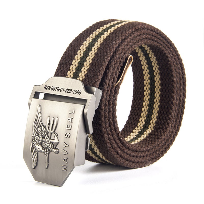 Factory NAVY SEAL US SEAL Canvas Belt Mens Belt Wholesale Coffee Stripe 
