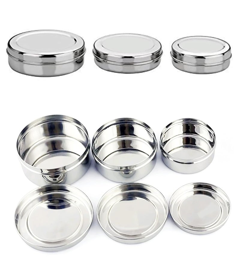 Silvester Stainless Steel Chapati Chocolate Dabba Flat Slim and Sleek Canisters Puri Dabba Storage Jars Containers Set of 3Pcs Medium SizeSilver - Image 4
