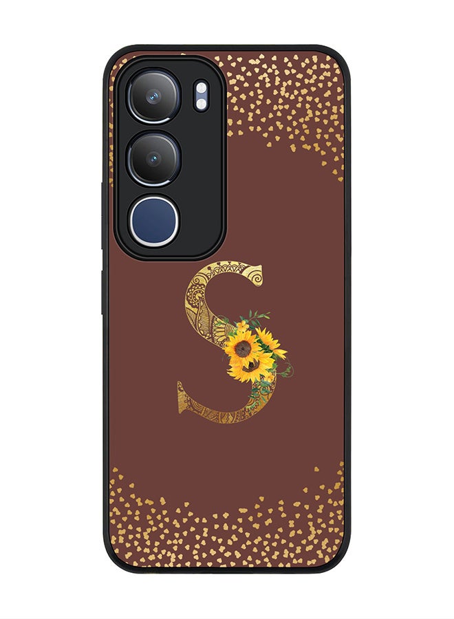 Stylizedd For vivo Y19s / Y19s Pro Case,Slim fit Camera Protection, Shockproof Thin Phone cover  - Custom Floral Monogram - S  (Brown )