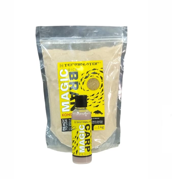 HTERMINATOR Magic BRAN Konda 1KG and Magic CARP Fluid 100ML Fish Bait Combo (Vanilla Combo)