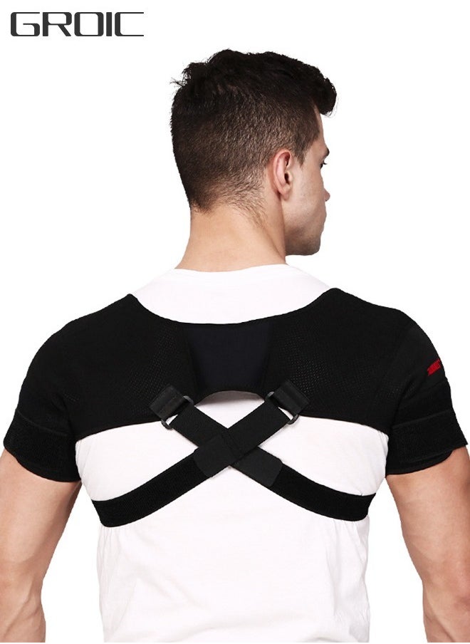 GROIC - Double Shoulder Support Strap Wrap, Shoulder Brace Two-Way Adjustable Pressurized for Shoulder Stability and Recovery, Fits Left and Right Shoulder Outdoor Hiking Lifting Sports - Image 1
