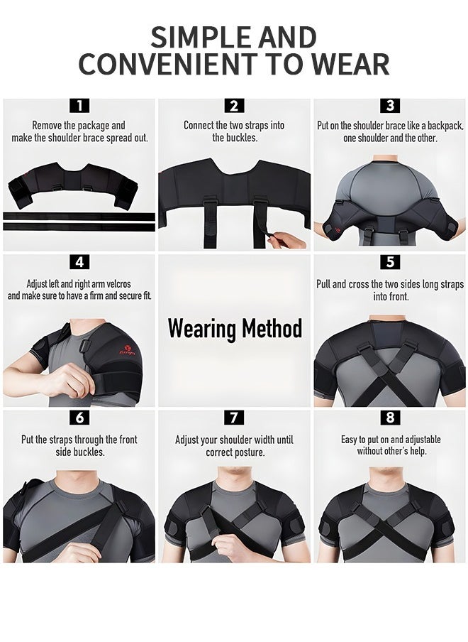 GROIC - Double Shoulder Support Strap Wrap, Shoulder Brace Two-Way Adjustable Pressurized for Shoulder Stability and Recovery, Fits Left and Right Shoulder Outdoor Hiking Lifting Sports - Image 1