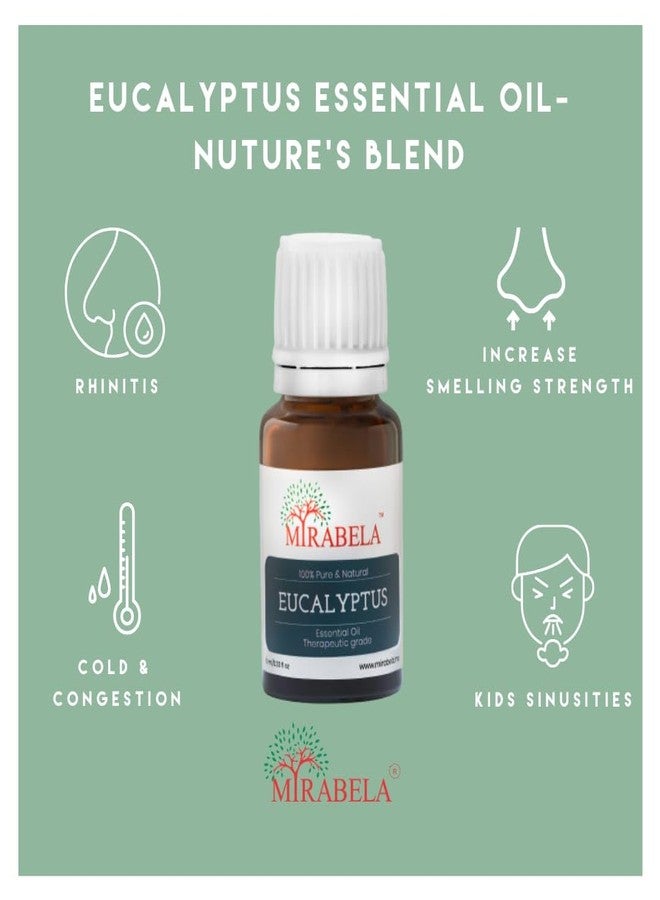 Mirabela Eucalyptus Essential Oil For Steam Inhalation, Hair Care, Cold Relief, Aromatherapy, Henna, 100% Pure, Natural, Undiluted Nilgiri Oil Steam Distilled Therapeutic Grade Essential Oil, 10 ml - Image 2