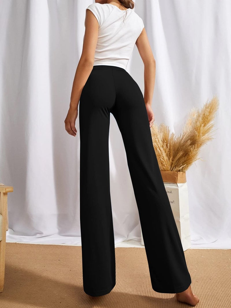 SWADESI STUFF Women's High-Waisted Pant Bell Bottom Trendy Retro-Chic Trousers - Perfect for Every Occasion (in, Alpha, M, Regular, Black) - Image 2