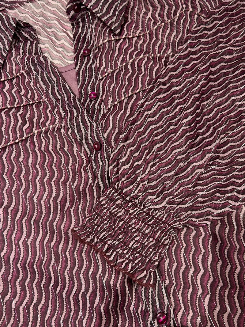 Outzidr  Purple Lurex Shirt With Smocking Detail for Women | Best Price UAE