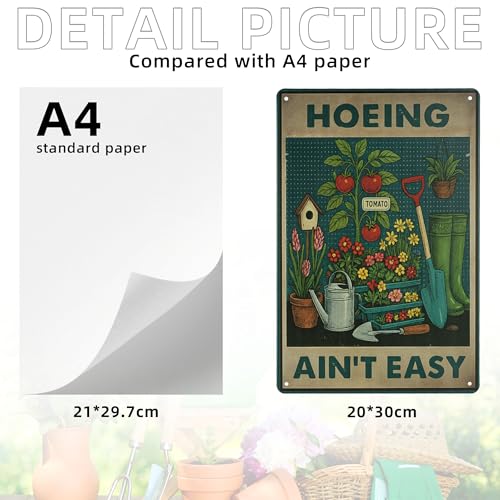 lucdnc HOEING AIN'T EASY Sign Decorative Signs Funny Humorous Metal Yard Signs Women's Garden Gift for Outdoor Patio Porch Decor or Indoor Wall Decor (Color06) - Image 3