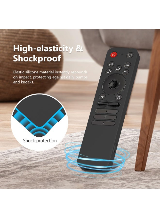 Silicone Protective Case Sleeve for LG MR25GA, Anti-Slip Soft Skin Cover Case Shockproof Dustproof Shell Protector with Lanyard for MR25GA Remote Control (Black) - Image 4