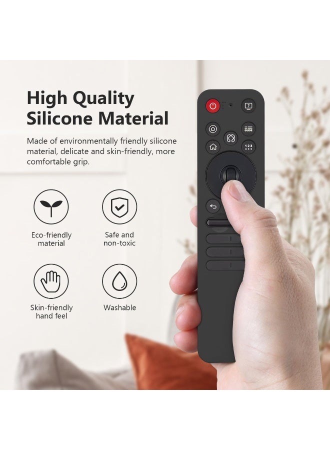 Silicone Protective Case Sleeve for LG MR25GA, Anti-Slip Soft Skin Cover Case Shockproof Dustproof Shell Protector with Lanyard for MR25GA Remote Control (Black) - Image 2