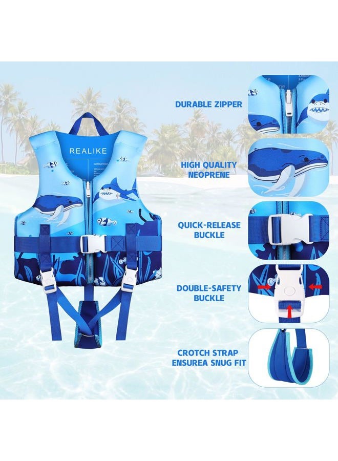 REALIKE Kids Swim Vest Toddler Floaties Adjustable Safety Strap Swimming Aids for Toddlers Children Float Swimsuit, Suitable for Age 2-10 Years/22-88lbs - Image 3