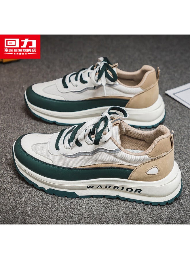 Warrior Official Men's Shoes Autumn Casual Sports Shoes Soft Sole Height Increasing Sneakers Light Green Size 43