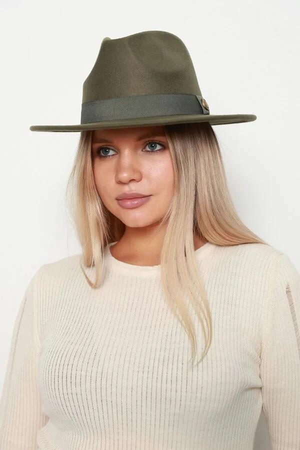 ريمسا Button Detailed Felt Hat 1145 Khaki