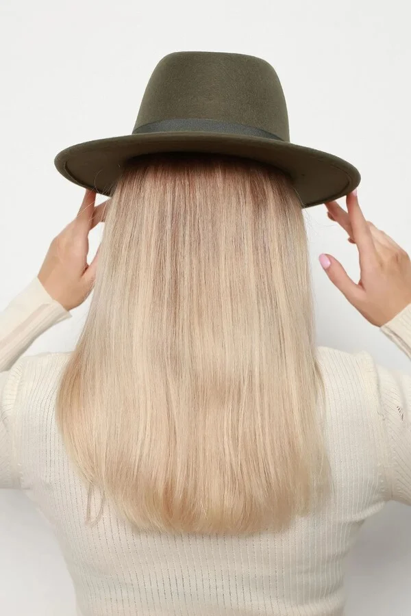 ريمسا Button Detailed Felt Hat 1145 Khaki