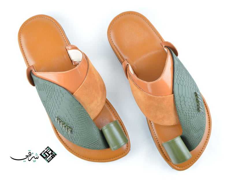 Eastern Sandal Zubairiya Naal | Made in Saudi Arabia | Green Suede Leather - Image 2