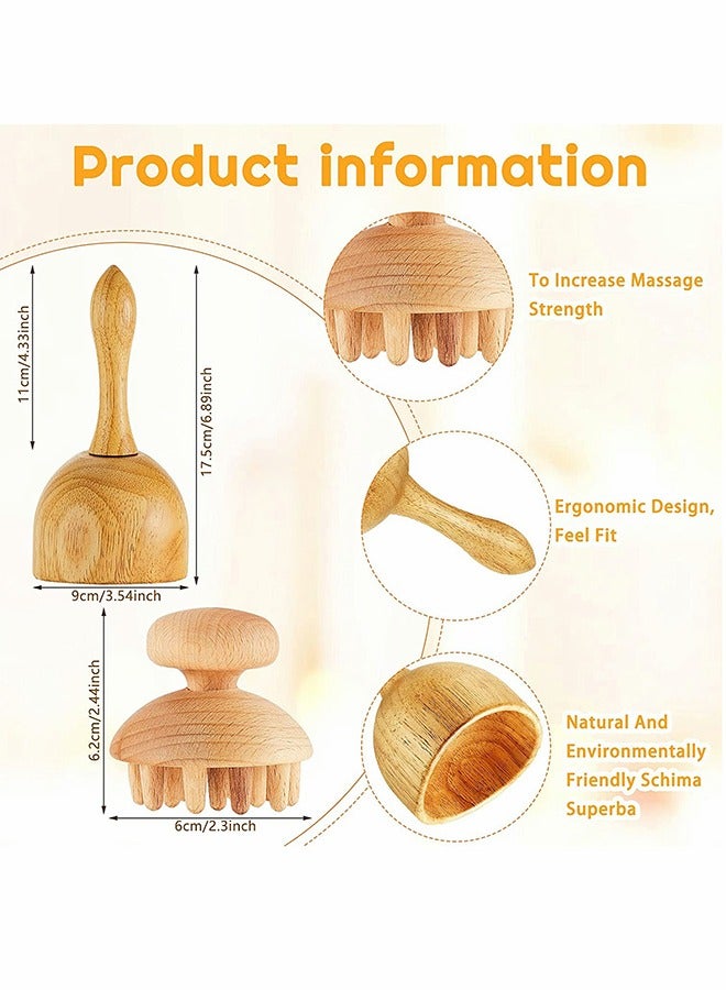 KASTWAVE Wood Massage Tool Include Wooden Handheld Massage Cup and Mushroom Wood - Image 2