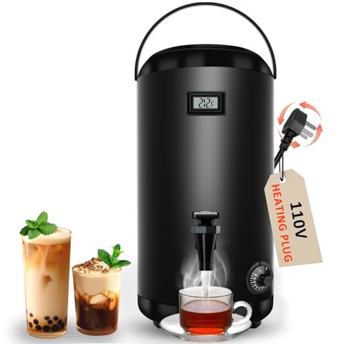 Hijolla Insulated Beverage Dispenser with Heating Drink Dispenser, Electric Heating Beverage Dispenser-75 Cup Hot&Cold water Urn, Hot Drink Beverage-Stainless Steel Hot Drink Dispenser 12 L/3.2 Gallon - Image 1
