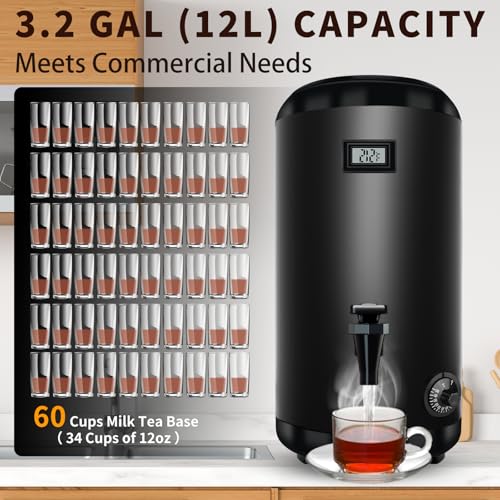 Hijolla Insulated Beverage Dispenser with Heating Drink Dispenser, Electric Heating Beverage Dispenser-75 Cup Hot&Cold water Urn, Hot Drink Beverage-Stainless Steel Hot Drink Dispenser 12 L/3.2 Gallon - Image 2