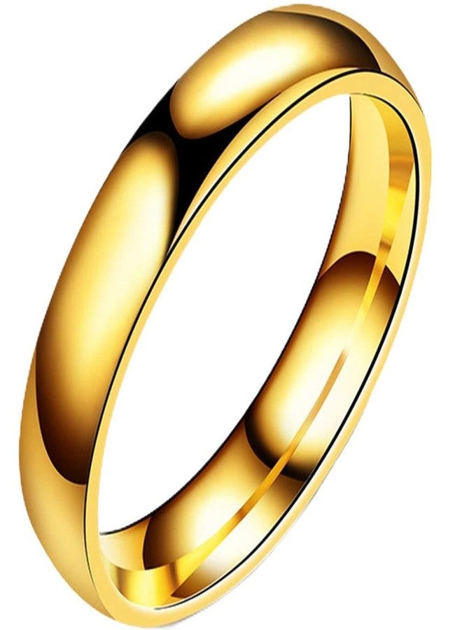 Jude Jewelers 4mm Stainless Steel Classical Simple Plain Dome Style Wedding Band Ring (Gold, 7)