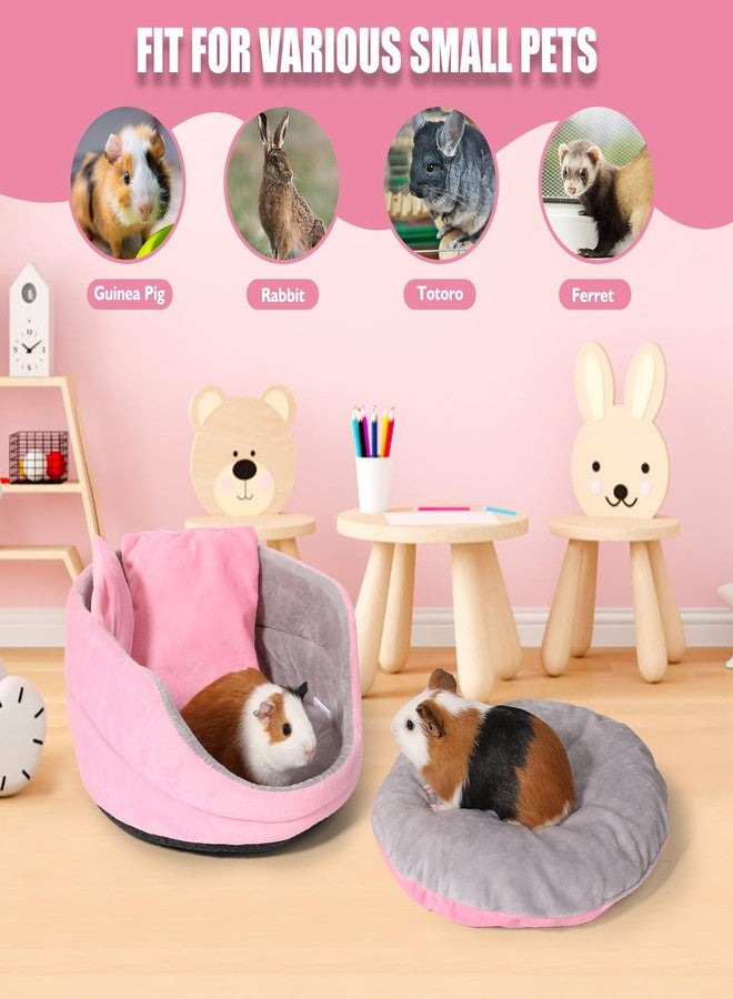 ONEJU Guinea Pig Couch, Round Shape, Pure Pink and Grey, Bed for Bunny, Ferret, Rabbit and Other Small Pets - Image 4