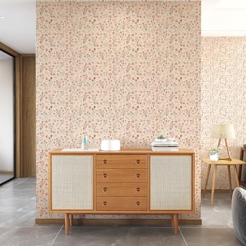 Kazova Boho Floral Wallpaper Wildflower Wallpaper Vintage Small Flower Wall Mural Stickers Peel and Stick Waterproof Contact Paper Removable Retro Watercolor Floral Wall Paper Decals for Nursery Bedroom - Image 5