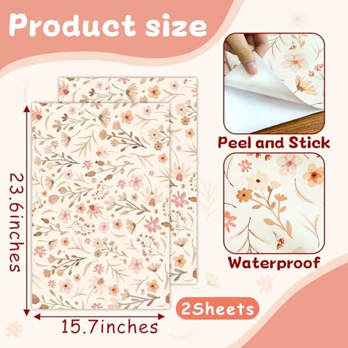 Kazova Boho Floral Wallpaper Wildflower Wallpaper Vintage Small Flower Wall Mural Stickers Peel and Stick Waterproof Contact Paper Removable Retro Watercolor Floral Wall Paper Decals for Nursery Bedroom - Image 3