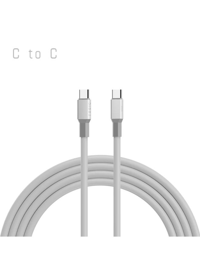 TEGIC Silicone Cable Fast Charging PD Data Cable with Magnetic Skin-friendly Silicone Dual USB-C Ports Type-C Charging Cable 60W 1.2m White C to C Compatible with Apple iPhone 16/15/14 Pro Max - Image 1