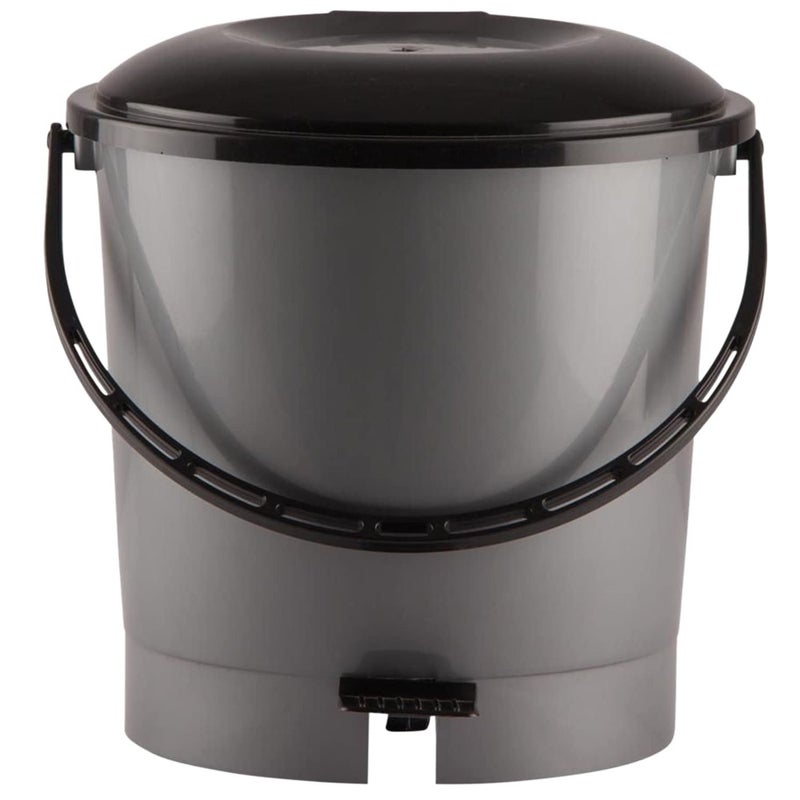 Kuber Industries Plastic Step on Pedal Dustbin With Handle|Solid Color & Durable Plastic Material|Size 24 x 24 x 23|Capicity 7 Litre (Grey) - Image 1