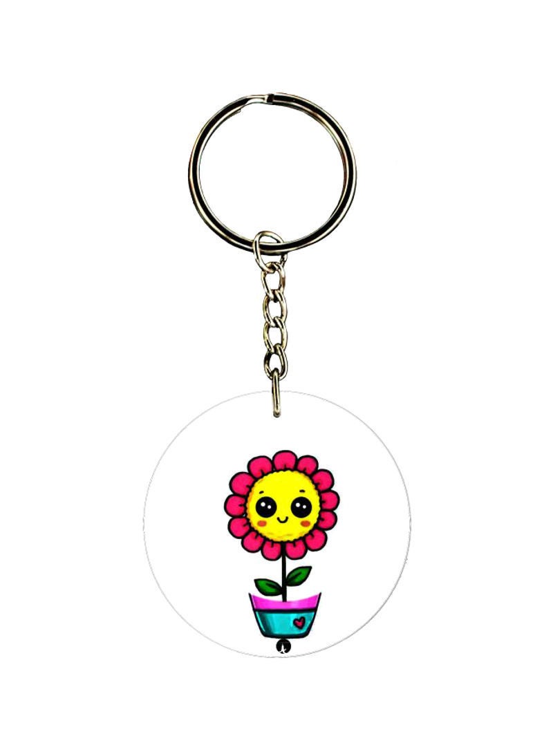 Double Sided Flowers Printed Keychain
