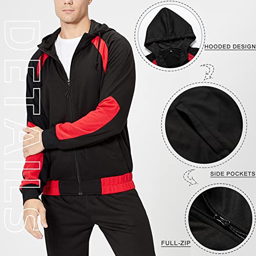 DUOFIER Men's Tracksuits 2 Piece Outfit Casual Sweat Suit Set Full Zipper Sports Jogging Suits, Black-XL - Image 4
