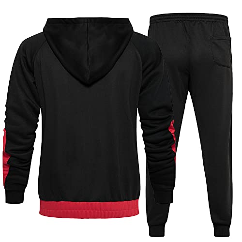 DUOFIER Men's Tracksuits 2 Piece Outfit Casual Sweat Suit Set Full Zipper Sports Jogging Suits, Black-XL - Image 3