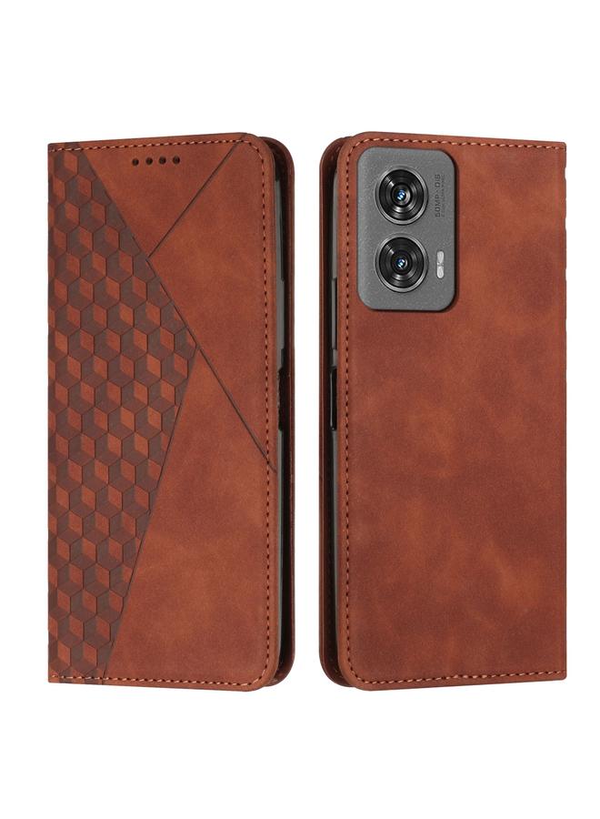 The Bros Case For Motorola Edge 50 Fusion Diamond Splicing Skin Feel Magnetic Leather Phone Case