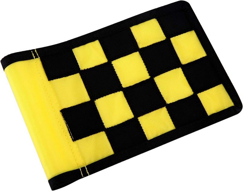 KONDAY Golf Flag, Solid Nylon and Checkered Training Putting Green Flags, Indoor Outdoor Backyard Garden Portable Target Flags, 8.7inch*6inch (Yellow-Black) - Image 1