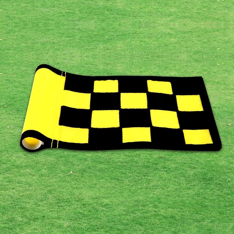 KONDAY Golf Flag, Solid Nylon and Checkered Training Putting Green Flags, Indoor Outdoor Backyard Garden Portable Target Flags, 8.7inch*6inch (Yellow-Black) - Image 4