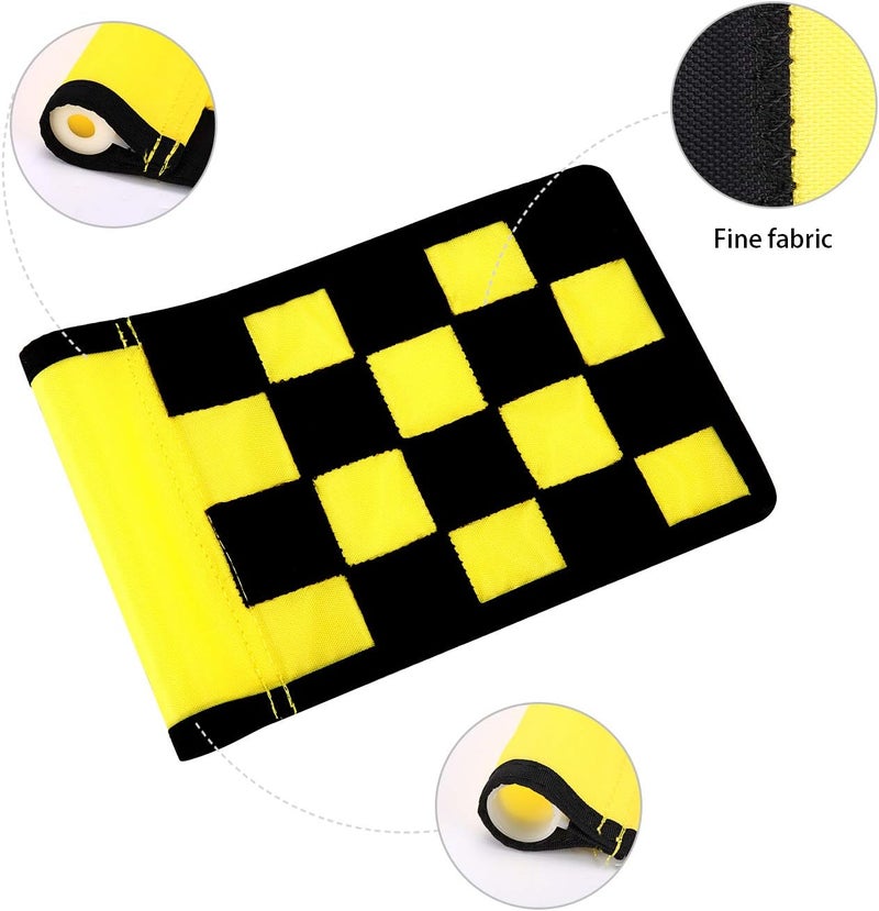 KONDAY Golf Flag, Solid Nylon and Checkered Training Putting Green Flags, Indoor Outdoor Backyard Garden Portable Target Flags, 8.7inch*6inch (Yellow-Black) - Image 5