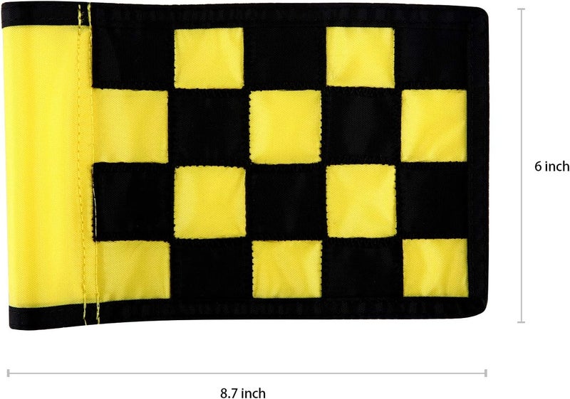 KONDAY Golf Flag, Solid Nylon and Checkered Training Putting Green Flags, Indoor Outdoor Backyard Garden Portable Target Flags, 8.7inch*6inch (Yellow-Black) - Image 2