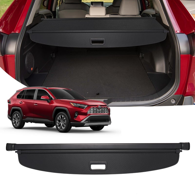 Powerty Retractable Cargo Cover for Toyota RAV4 2019-2025, Carbon Fiber Trunk Cover for RAV4 Privacy Screen Rear Security Shade for RAV4 Accessories - Image 1