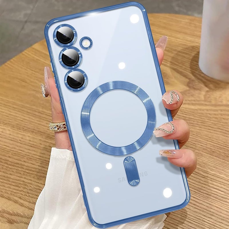 Grabist Phone Case For Samsung Galaxy A15 4G/5G, Clear case with camera lens protector Full protection, MagSafe compatible, scratch-resistant, anti-yellowing (Light blue) - Image 1
