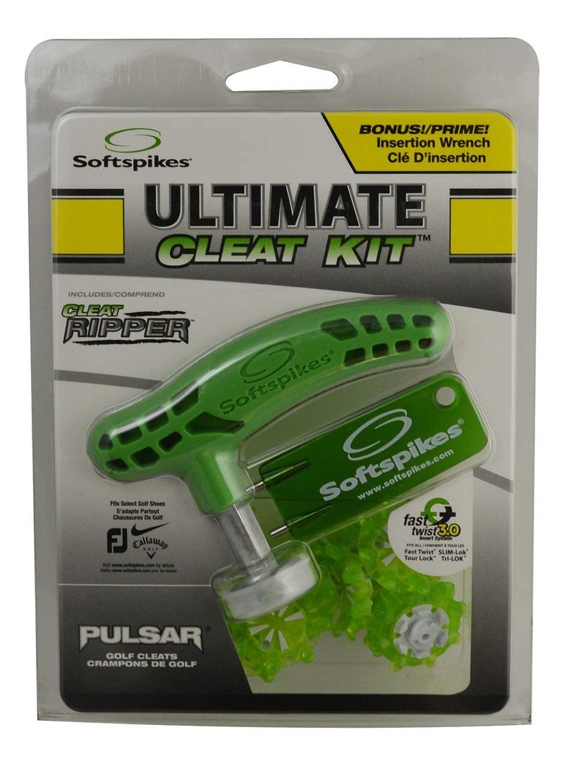 SOFTSPIKES Pulsar Fast Twist 30 Ultimate Cleat Kit Green Includes 18 Spikes Ripper Wrench and Installation Tool Also Fits TriLok SlimLok and Tour Lock Cleat Systems