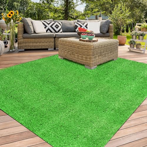 XLX TURF Outdoor Artificial Grass Rug 4FT X 4FT, Green Synthetic Turf Floor Mat for Balcony, Patio, Yard, Pets Dogs Grass Pad - Image 1