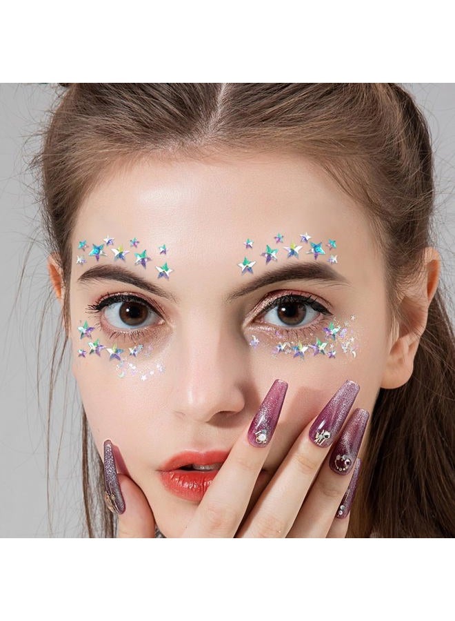 Leoars Star Face Eye Jewels,Rhinestone Festival Face Bindi Decorations Jewels Body Glitter Crystal Sticker for Women Festival Accessory and Nail Art Decorations,2-Pack - Image 2