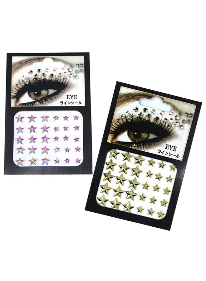 Leoars Star Face Eye Jewels,Rhinestone Festival Face Bindi Decorations Jewels Body Glitter Crystal Sticker for Women Festival Accessory and Nail Art Decorations,2-Pack - Image 1
