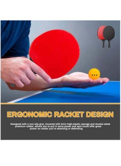 Arabest Ping Pong Paddles Set, Professional Table Tennis Paddles Kit with 2 Table Tennis Rackets, 3 Ping Pong Balls and Portable Case, Ping Pong Rackets for Indoor & Outdoor Games  - Image 4