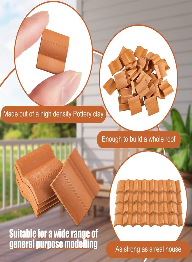 Charniol 200 Pcs Miniature Roof Tiles 1:12 Scale Mini Clay Tiles, Realistic Dollhouse Shingles for The Roof, Dollhouse Accessories for Kitchen Garden Landscaping DIY Model Architect Buildings - Image 3