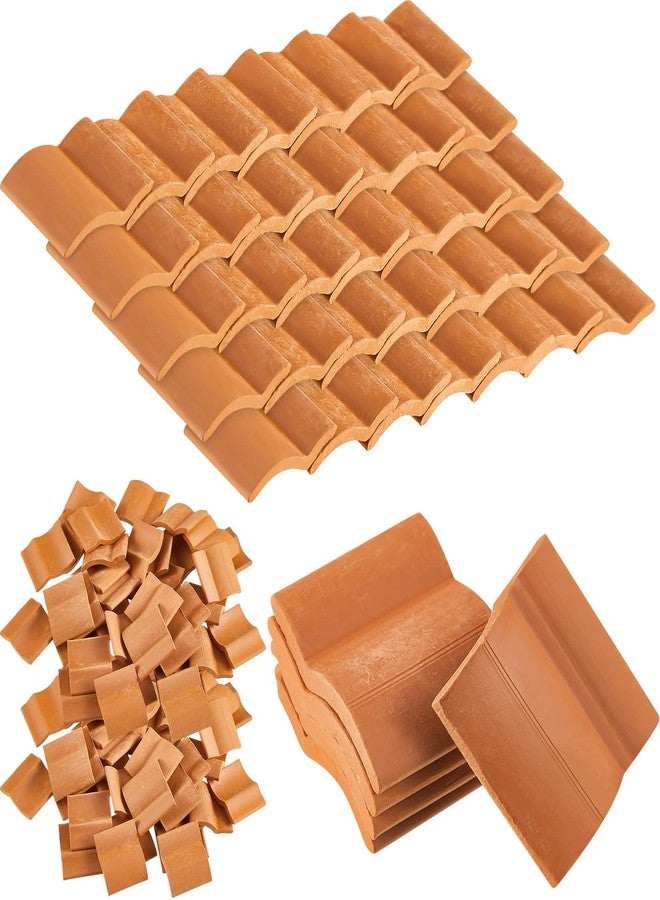 Charniol 200 Pcs Miniature Roof Tiles 1:12 Scale Mini Clay Tiles, Realistic Dollhouse Shingles for The Roof, Dollhouse Accessories for Kitchen Garden Landscaping DIY Model Architect Buildings - Image 1